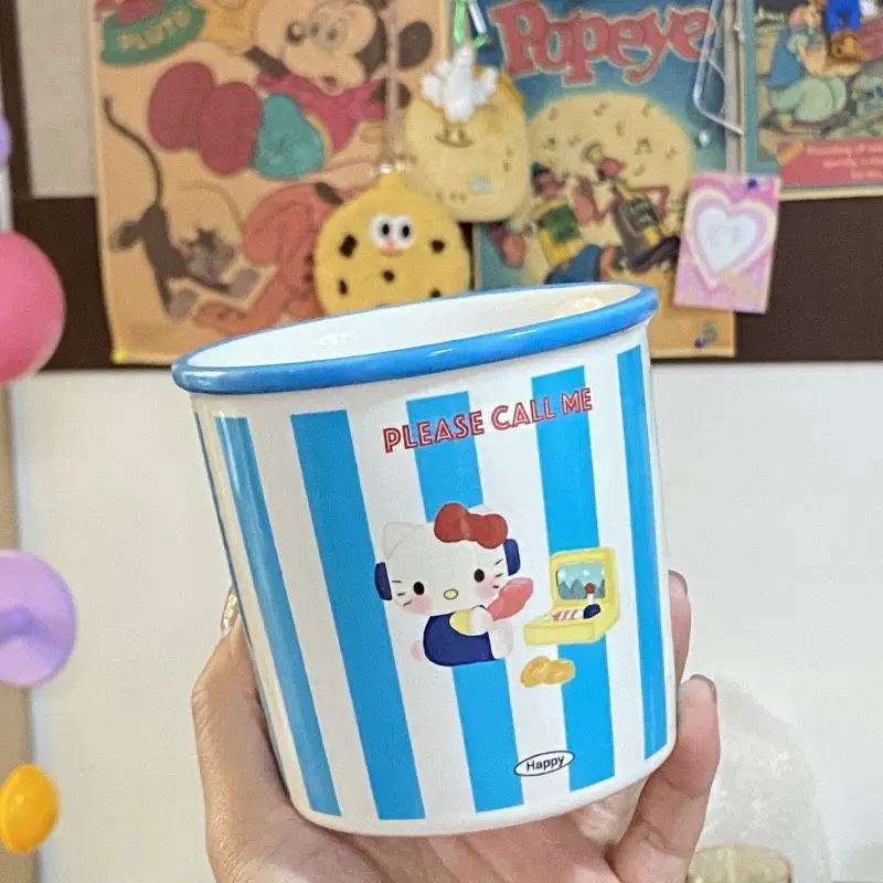 New Kawaii Anime Wind striped blue Hello Kitty coffee cup Cute cartoon hand-painted ceramic flip over mug water cup Gifts Toys
New Kawaii Anime Wind striped blue Hello Kitty coffee cup Cute cartoon hand-painted ceramic flip over mug water cup Gifts Toys