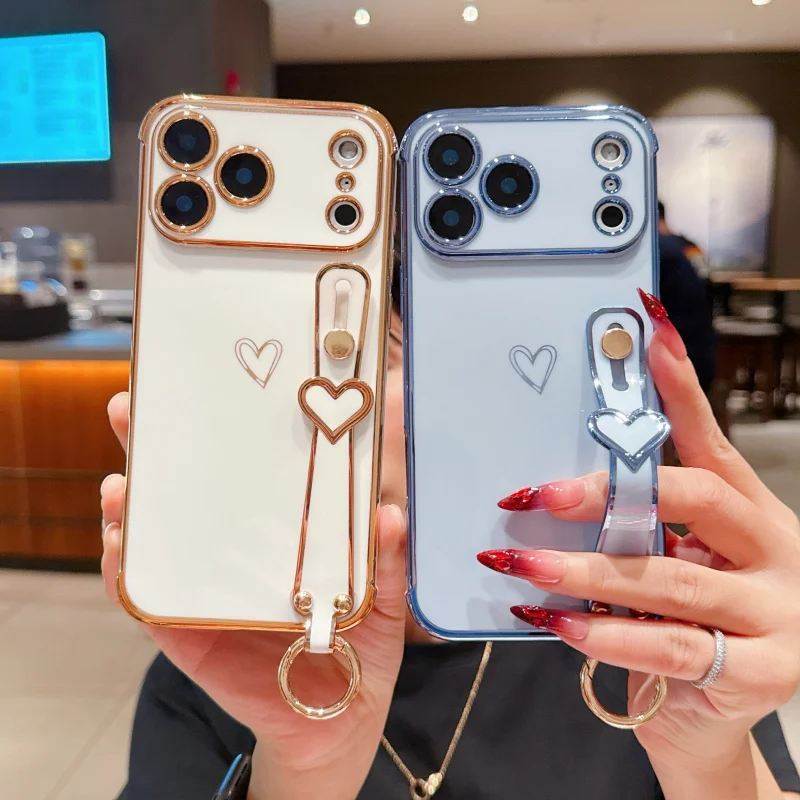 New women's blank wristband stand phone case suitable for useiphone17Solid color hollow heart16PM/15Anti-Fall Soft Shell
New women's blank wristband stand phone case suitable for useiphone17Solid color hollow heart16PM/15Anti-Fall Soft Shell