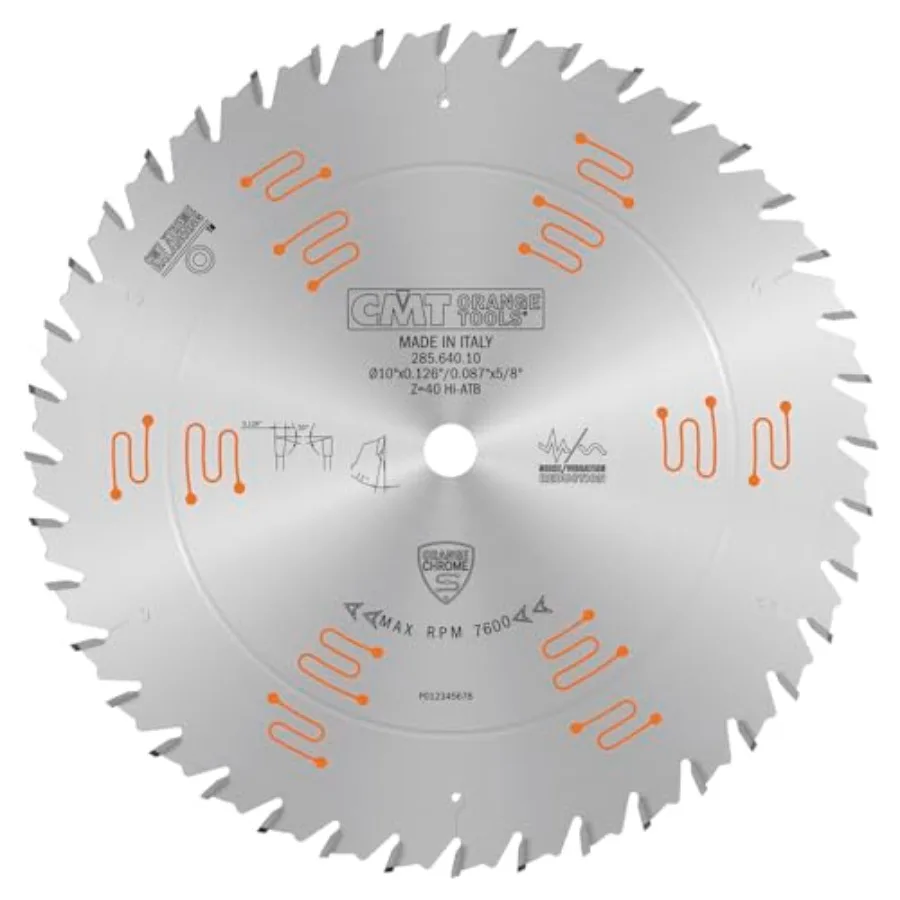 CMT 285.640.10 Orange Chrome General Purpose Blade 10" x T40 HiATBD 10 254mm T 50 B 5/8 K.126 P.087
CMT 285.640.10 Orange Chrome General Purpose Blade 10" x T40 HiATBD 10 254mm T 50 B 5/8 K.126 P.087