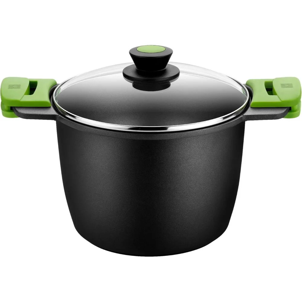 ISOGONA Prior Cast Aluminium Stock Pot, 4.1 Litre, 20 cm, Black, Non-Stick, 2 kg, Includes Tempered Glass Lid & Silicone Mitts
ISOGONA Prior Cast Aluminium Stock Pot, 4.1 Litre, 20 cm, Black, Non-Stick, 2 kg, Includes Tempered Glass Lid & Silicone Mitts