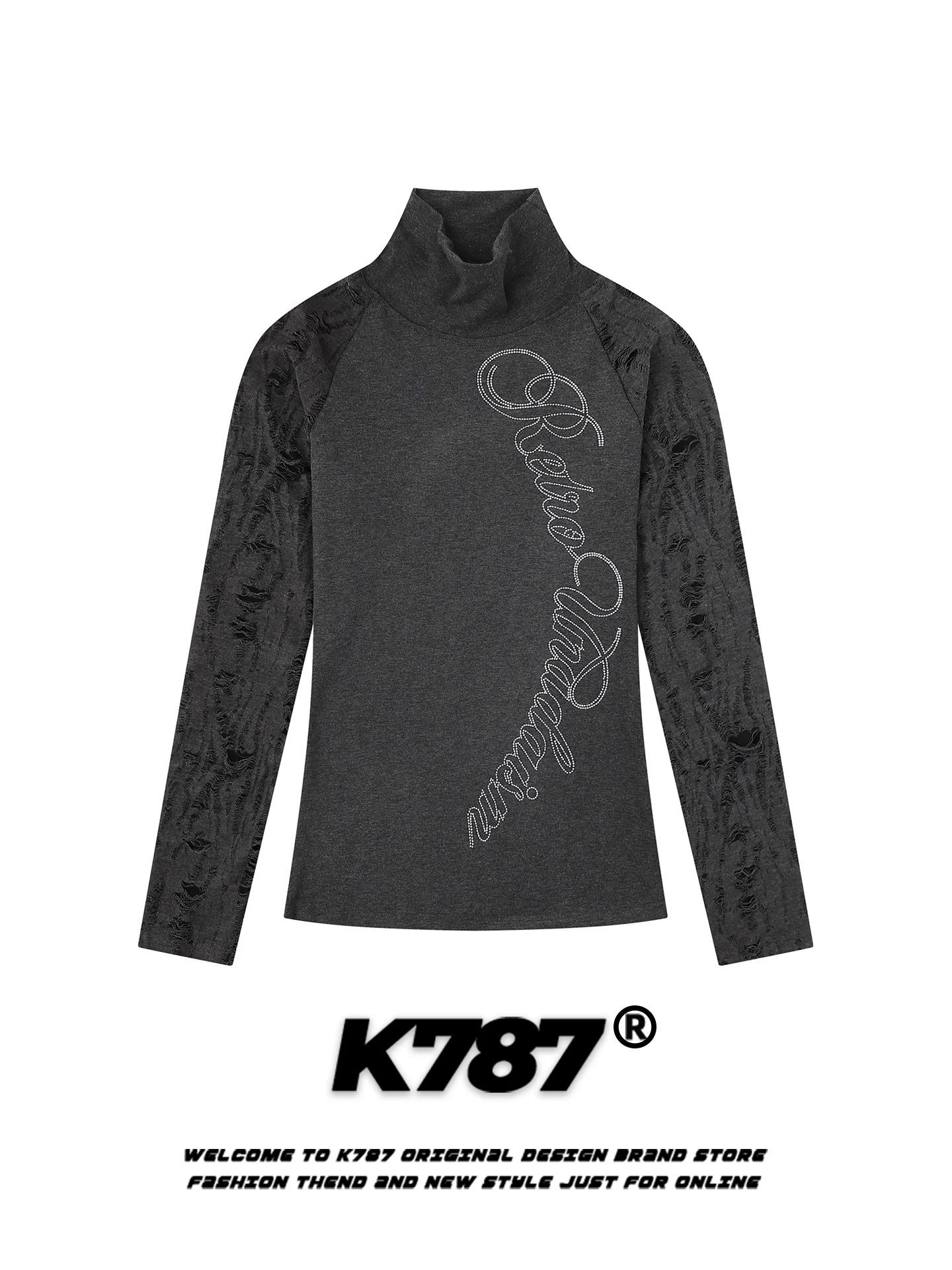 K787 Sweet Spicy Girl Long Sleeve T-Shirt Women's Casual Waist Cinched Shoulder Insertion High Collar Top Cotton Polyester Blend
K787 Sweet Spicy Girl Long Sleeve T-Shirt Women's Casual Waist Cinched Shoulder Insertion High Collar Top Cotton Polyester Blend