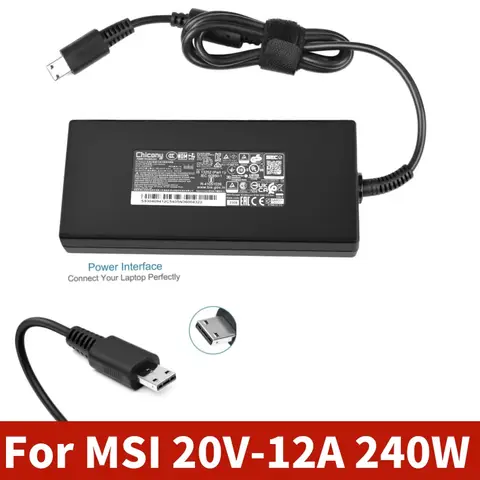 240W 20V12A USB Tip Laptop Power Adapter Charger For MSI GE76 GE66 GP76 GP66 GS77 MS-17K3 A20-240P2A A240A007P S93-0409410-C54