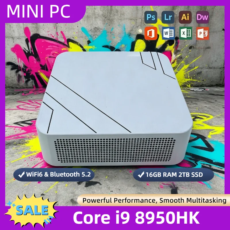 i9-8950HK Portable Mini PC 16GB RAM NVMe SSD Triple 4K Monitor WiFi6 Quiet Cooling Desktop Home Office Business PC
i9-8950HK Portable Mini PC 16GB RAM NVMe SSD Triple 4K Monitor WiFi6 Quiet Cooling Desktop Home Office Business PC