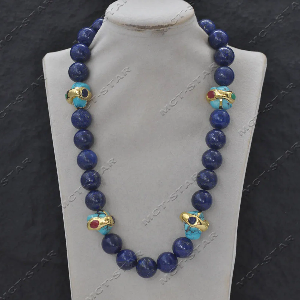 21'' 23mm Round Lapis lazuli Baroque Gemstone Blue Turquoise Necklace (Z13652 ) 
21'' 23mm Round Lapis lazuli Baroque Gemstone Blue Turquoise Necklace (Z13652 )