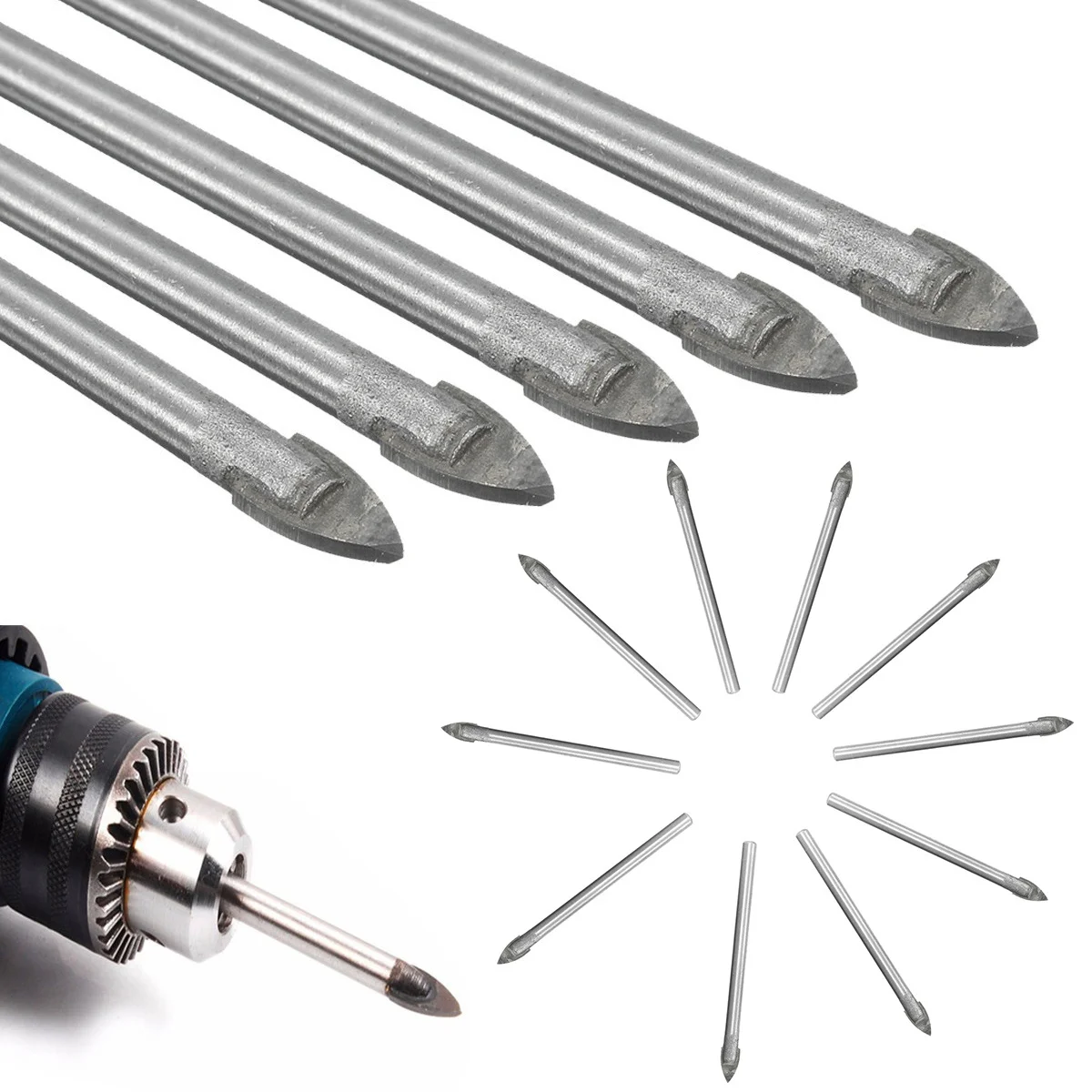 10Pcs Alloy Drill Bits Ceramic Tile Glass Drill Set 6mm Reinforced Head Rust Resistant Durable Sharp Edges for Mirror Stucco 
10Pcs Alloy Drill Bits Ceramic Tile Glass Drill Set 6mm Reinforced Head Rust Resistant Durable Sharp Edges for Mirror Stucco