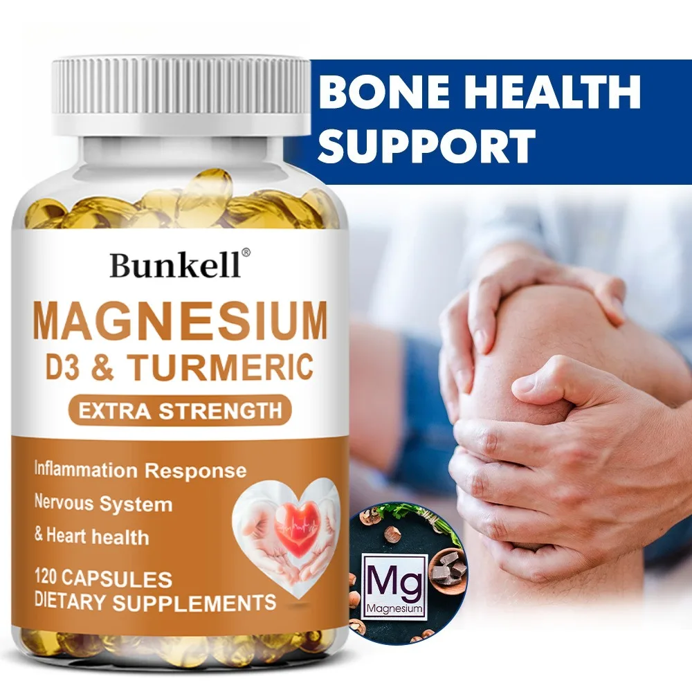 Magnesium Vitamin D3 Capsules with Turmeric, Support The Nervous System & Heart Health, Improved Joint Health
Magnesium Vitamin D3 Capsules with Turmeric, Support The Nervous System & Heart Health, Improved Joint Health