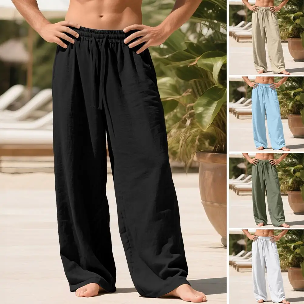Мужские льняные брюки свободного кроя, легкие, с эластичным поясом на шнурке, прямые штанины, летние
Мужские льняные брюки свободного кроя, легкие, с эластичным поясом на шнурке, прямые штанины, летние
