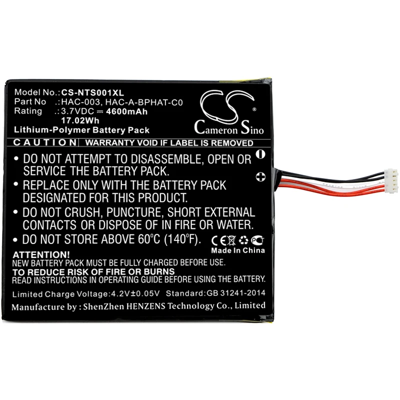 Cameron Sino 4600mAh Battery For Nintendo Switch HAC-001 HAC-S-JP/EU-C0 HAC-003 HAC-A-BPHAT-C0
Cameron Sino 4600mAh Battery For Nintendo Switch HAC-001 HAC-S-JP/EU-C0 HAC-003 HAC-A-BPHAT-C0
