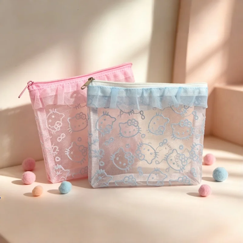 Hello Kitty's new minimalist cute pink blue transparent mesh storage bag, convenient travel storage bag, makeup bag, coin purse
Hello Kitty's new minimalist cute pink blue transparent mesh storage bag, convenient travel storage bag, makeup bag, coin purse