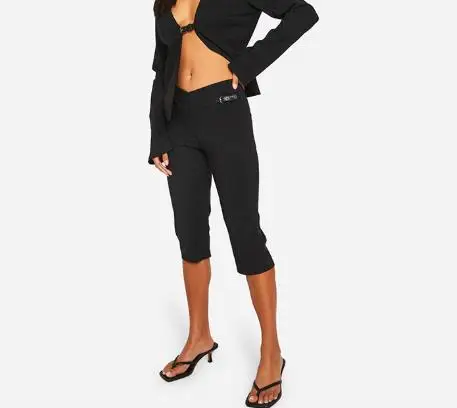 Women's Low-Waisted Slim Fit Casual Pants Spring Summer Buckle Edge Adjustment Solid Color Hip Hugging 7-Point 
Women's Low-Waisted Slim Fit Casual Pants Spring Summer Buckle Edge Adjustment Solid Color Hip Hugging 7-Point
