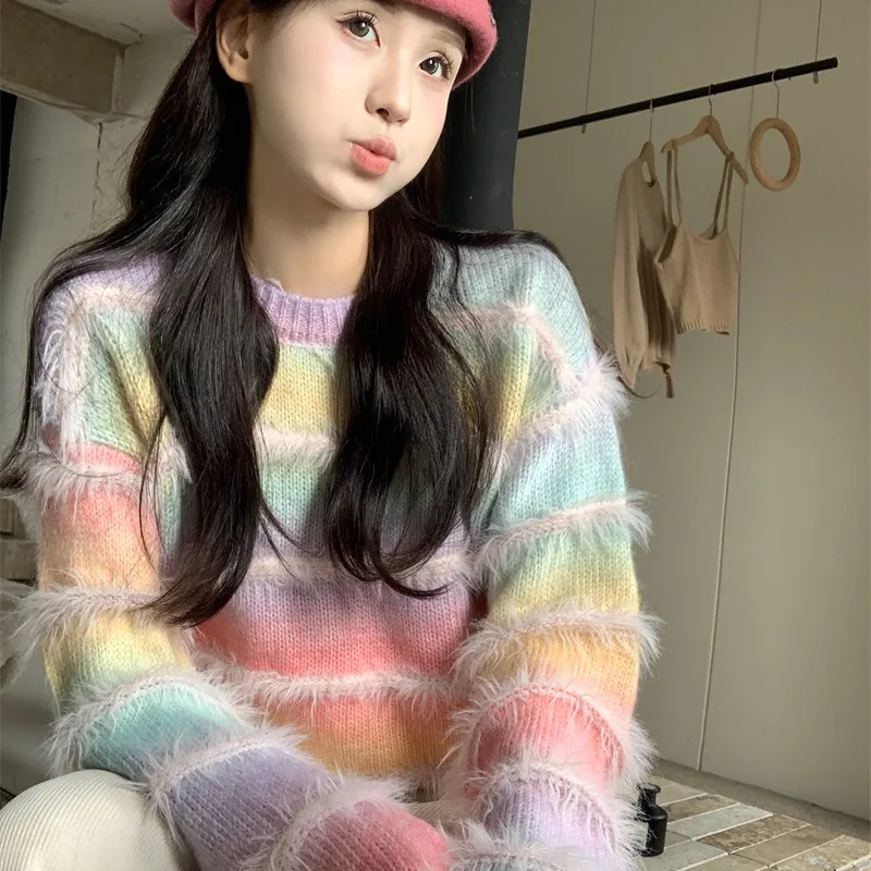 MiiiiX Korean Style Striped Patchwork Knitted Sweater Women's Pullover 2024 Autumn New Soft Loose Plush Knitted Jacket Outerwear
MiiiiX Korean Style Striped Patchwork Knitted Sweater Women's Pullover 2024 Autumn New Soft Loose Plush Knitted Jacket Outerwear