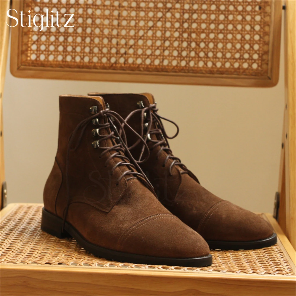 Cow Suede Lace-Up Boots for Men Real Leather Casual Boots Designer Style Vintage Ankle Boots Comfortable Casual Round Toe Boots
Cow Suede Lace-Up Boots for Men Real Leather Casual Boots Designer Style Vintage Ankle Boots Comfortable Casual Round Toe Boots