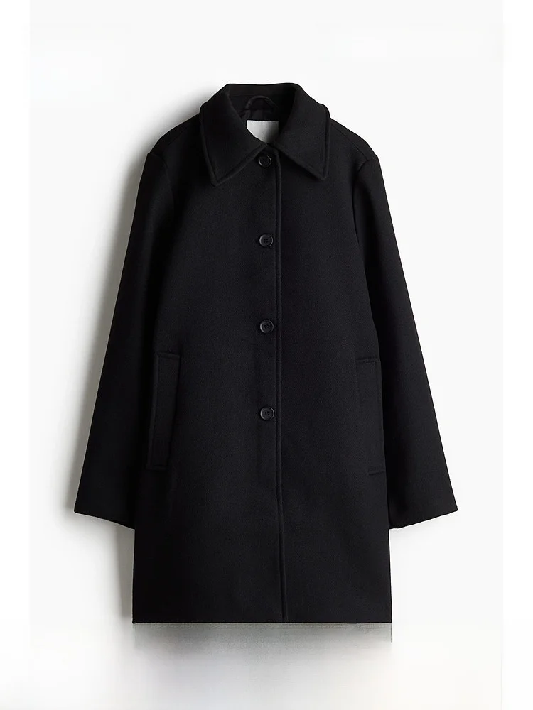 H&M Women's Woolen Coat Winter Loose Felt Button Lapel Knee-Length Coat 2555 Ele Faion Ladies' Autumn Collection
H&M Women's Woolen Coat Winter Loose Felt Button Lapel Knee-Length Coat 2555 Ele Faion Ladies' Autumn Collection