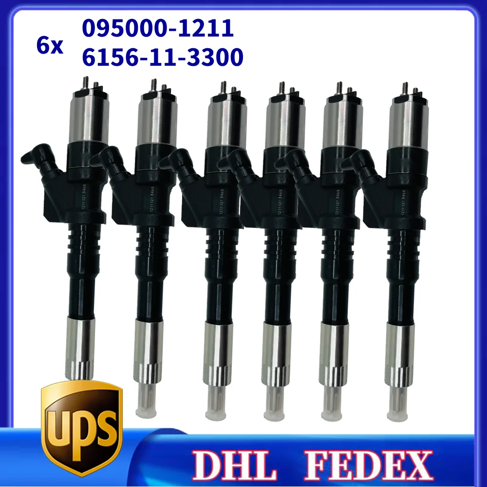 6PCS Diesel Common Rail Fuel Injector 095000-1211 0950001211 6156-11-3300 for Komatsu Excavator PC400-7/450-7 6D125-3 Engine
6PCS Diesel Common Rail Fuel Injector 095000-1211 0950001211 6156-11-3300 for Komatsu Excavator PC400-7/450-7 6D125-3 Engine