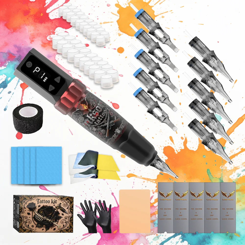 GOLDPLUME Wireless Tattoo Pen Kit with Digital Display Flame Rotary Machine Full Supplies for Beginners Pros
GOLDPLUME Wireless Tattoo Pen Kit with Digital Display Flame Rotary Machine Full Supplies for Beginners Pros