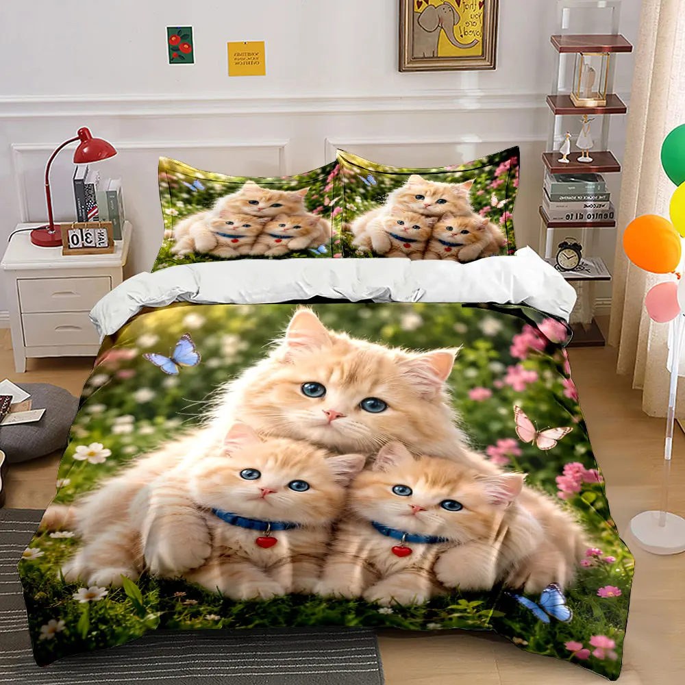 3pcs Golden Cats in Butterfly Garden Print Soft Comfortable Duvet Cover Bedding Set Included 1*Duvet Cover 2*Pillowcases
3pcs Golden Cats in Butterfly Garden Print Soft Comfortable Duvet Cover Bedding Set Included 1*Duvet Cover 2*Pillowcases