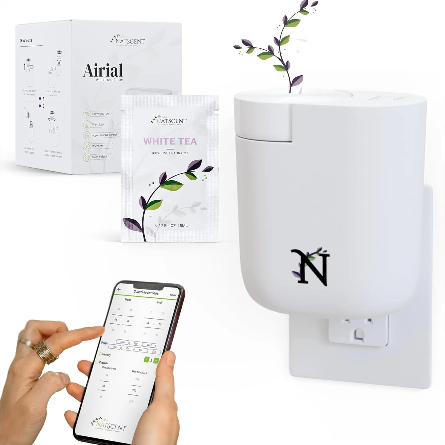 Essential Oil Diffuser, Waterless Cold-Air Scent Diffuser for Home, Bluetooth & App Control, Adjustable Intensity Covers 300 Sq.
Essential Oil Diffuser, Waterless Cold-Air Scent Diffuser for Home, Bluetooth & App Control, Adjustable Intensity Covers 300 Sq.