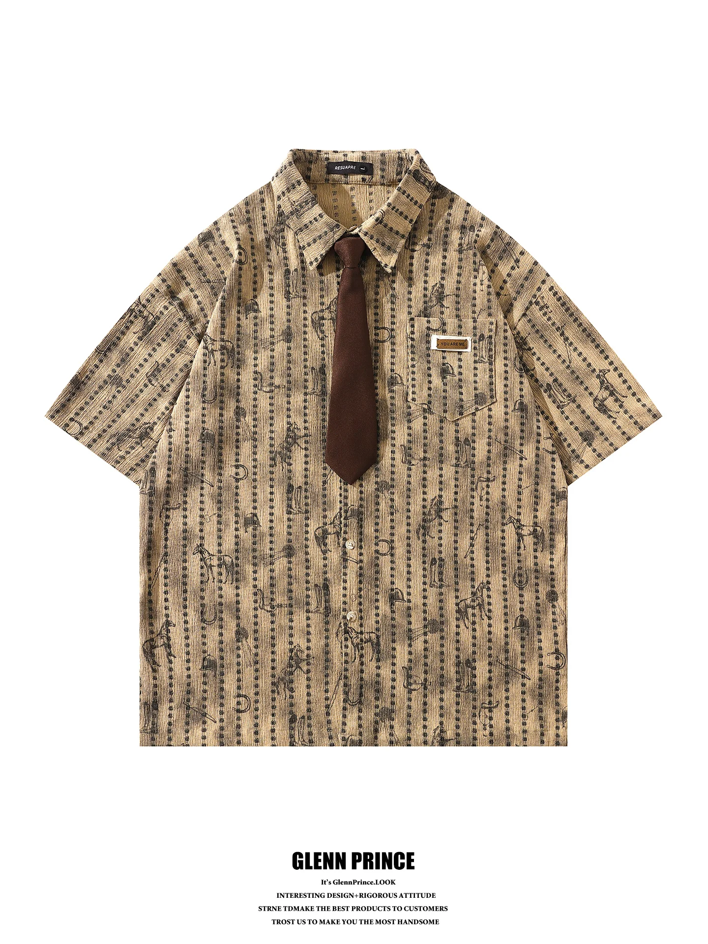 GPstudio Japanese Retro Animal Print Stripe Short Sleeve Men's Shirt Summer Design Sensation Small Audience Tie Shirt
GPstudio Japanese Retro Animal Print Stripe Short Sleeve Men's Shirt Summer Design Sensation Small Audience Tie Shirt