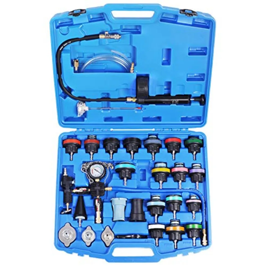 Radiator Pressure Tester Pneumatic Vacuum Cooling System Purge Refill Kit 28PCS Universal Automotive Water Tank Leak Test and C
Radiator Pressure Tester Pneumatic Vacuum Cooling System Purge Refill Kit 28PCS Universal Automotive Water Tank Leak Test and C