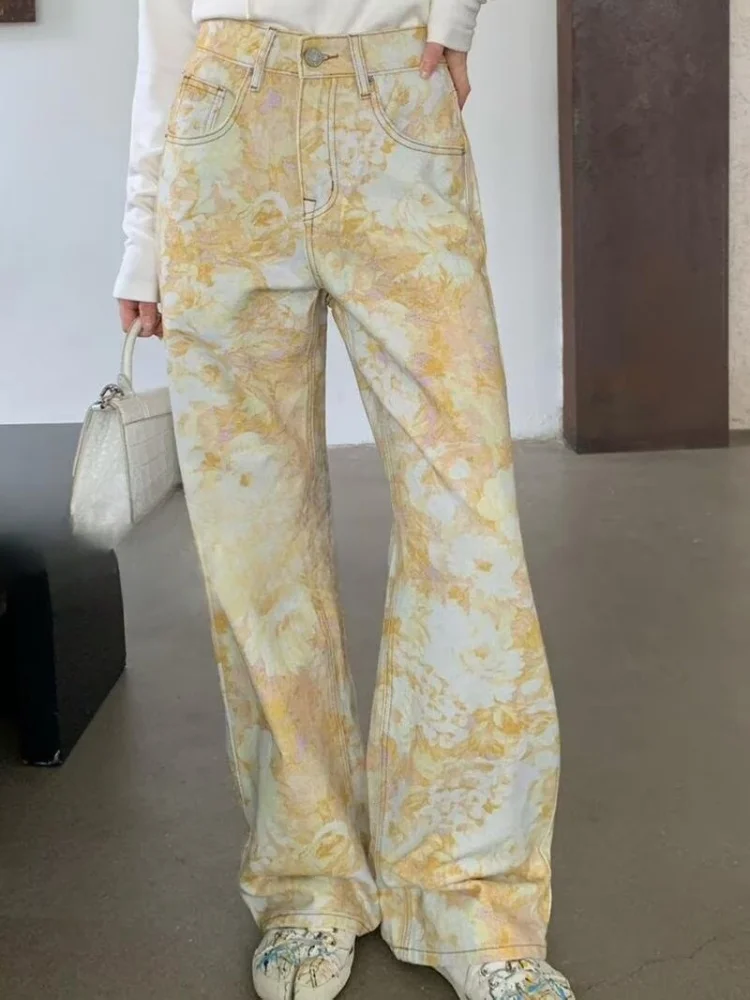 2025 Ropa Y2K Fashion Yellow Flowers Tie Dye Baggy New Jeans Pants For Women Clothing Korean Casual Straight Lady Long Trousers
2025 Ropa Y2K Fashion Yellow Flowers Tie Dye Baggy New Jeans Pants For Women Clothing Korean Casual Straight Lady Long Trousers
