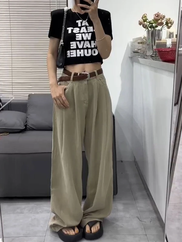 Широкие джинсы с высокой талией, женские свободные летние новые утягивающие повседневные брюки длиной до пола, драпировка прямого кроя
Широкие джинсы с высокой талией, женские свободные летние новые утягивающие повседневные брюки длиной до пола, драпировка прямого кроя