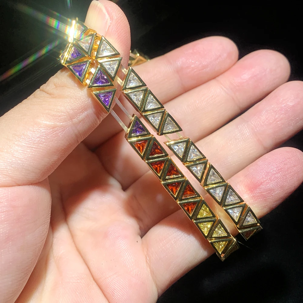 Bling Cubic Zirconia Paved White Colorful Geometric Triangle CZ Shaped Stretchy Stretch Tennis Bracelet Fashion Women Jewelry
Bling Cubic Zirconia Paved White Colorful Geometric Triangle CZ Shaped Stretchy Stretch Tennis Bracelet Fashion Women Jewelry