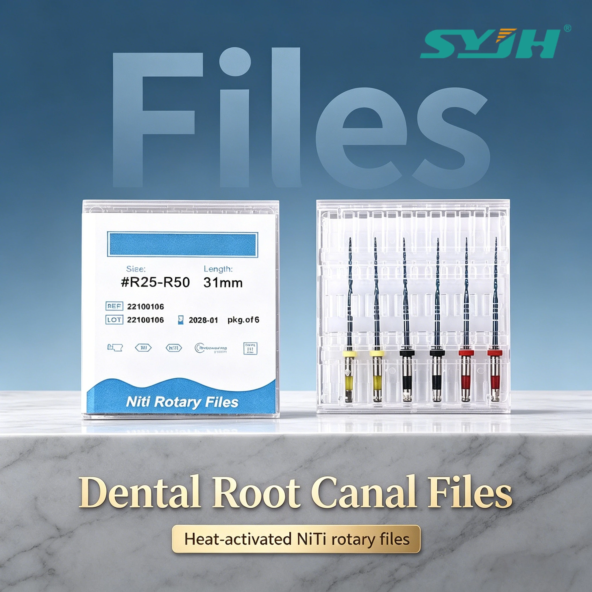 SYJH Dental 30Pcs/5Box Heat-activated 21/25/31mm Reciprocating Blue Files Endodontic Nitinol Anti-Fatigue Dental Rotary File
SYJH Dental 30Pcs/5Box Heat-activated 21/25/31mm Reciprocating Blue Files Endodontic Nitinol Anti-Fatigue Dental Rotary File