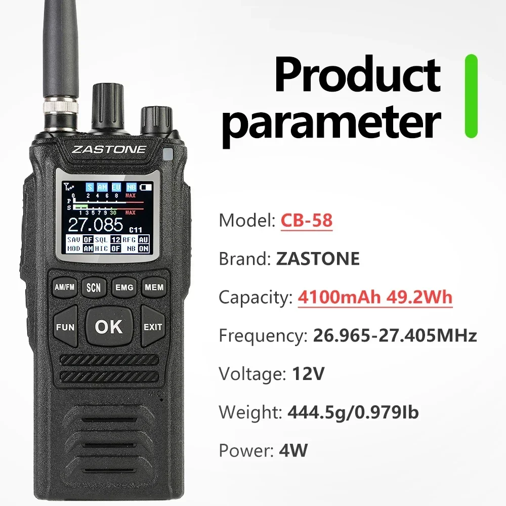 License Free Long Range Handheld Ham CB Radio CB58 26mhz To 29MHz 240 Channels 4100mah Gmrs Two Way Radio Long Walkie Talke
License Free Long Range Handheld Ham CB Radio CB58 26mhz To 29MHz 240 Channels 4100mah Gmrs Two Way Radio Long Walkie Talke