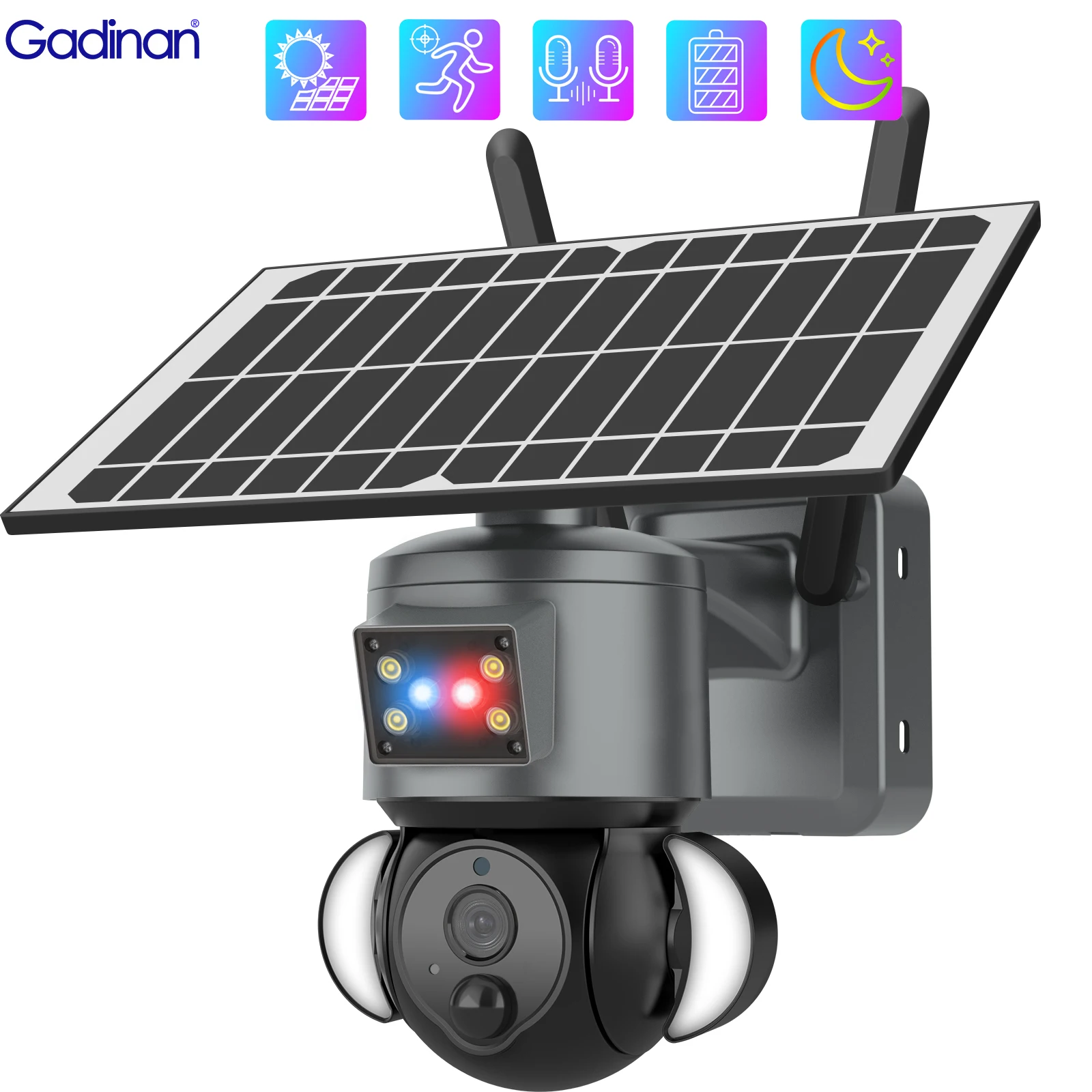 Наружная Солнечная камера Gadinan 4G WiFi 3MP, солнечная панель CCTV 21000mAh батарея, прожектор, сигнализация, цветное ночное видение, IP-камера безопасности
Наружная Солнечная камера Gadinan 4G WiFi 3MP, солнечная панель CCTV 21000mAh батарея, прожектор, сигнализация, цветное ночное видение, IP-камера безопасности