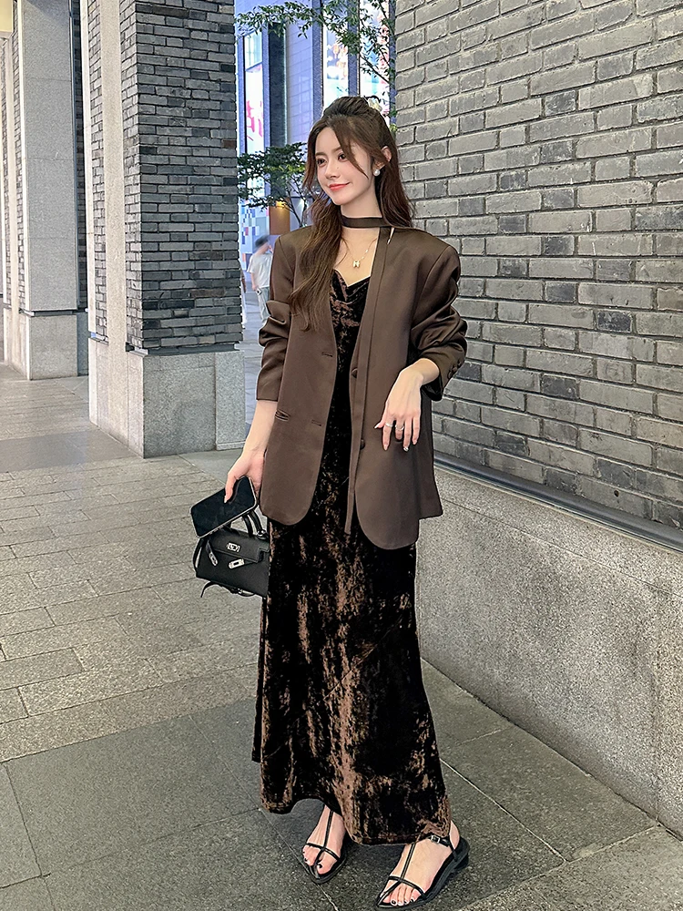 Loose Slimming Deep Coffee Color Suit Jaet Women's Faionable Collarl Spring Autumn New Sle High Quali Top Coat
Loose Slimming Deep Coffee Color Suit Jaet Women's Faionable Collarl Spring Autumn New Sle High Quali Top Coat