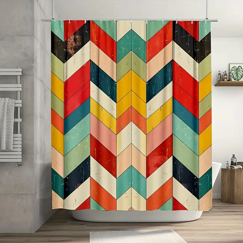 Retro Geometric Chevron Shower Curtain Bathroom Curtain Multi-Color Stripe Waterproof Modern Decor 70.8x70.8 Inch
Retro Geometric Chevron Shower Curtain Bathroom Curtain Multi-Color Stripe Waterproof Modern Decor 70.8x70.8 Inch