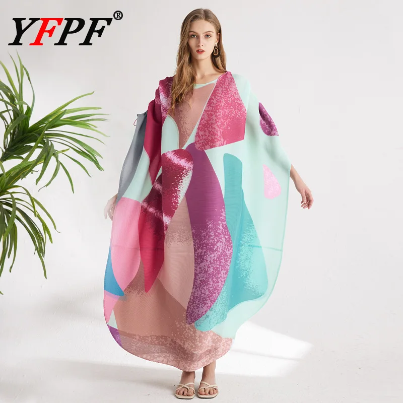 YFPF Loose Printing Big Size Pleated Dress For Women Contrast Color Printing Lace-up Waist Fashion Clothing 2025 New 3A234
YFPF Loose Printing Big Size Pleated Dress For Women Contrast Color Printing Lace-up Waist Fashion Clothing 2025 New 3A234