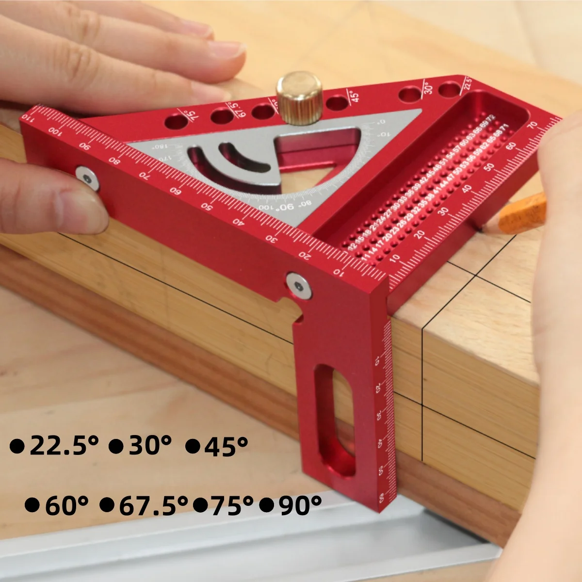 Multi-angle Set Square with Angle Positioning Dowel Pin and T-sqaure Scribing Holes,with Small Angle Triangle Ruler 3D Scribing
Multi-angle Set Square with Angle Positioning Dowel Pin and T-sqaure Scribing Holes,with Small Angle Triangle Ruler 3D Scribing