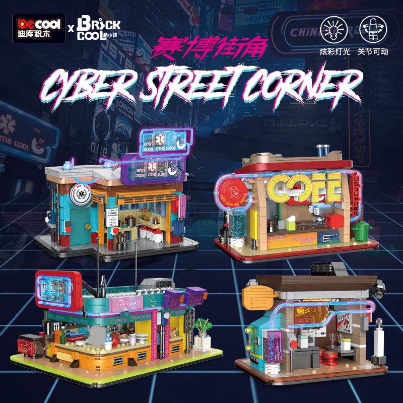 DECOOL Cyberpunk Street View Building Blocks Coffee Shop Sushi Restaurant With Led Strip Bricks Toys For Boys Birthday Gifts
DECOOL Cyberpunk Street View Building Blocks Coffee Shop Sushi Restaurant With Led Strip Bricks Toys For Boys Birthday Gifts
