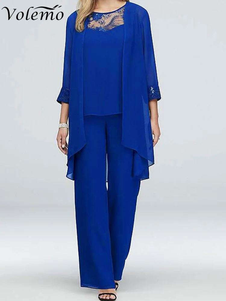 Elegant Fashion Women Pant Suits Office Ladies Oversized Formal Chiffon Lace Suits Straight Pant Cardigan Tops 3 Pieces Trousers
Elegant Fashion Women Pant Suits Office Ladies Oversized Formal Chiffon Lace Suits Straight Pant Cardigan Tops 3 Pieces Trousers