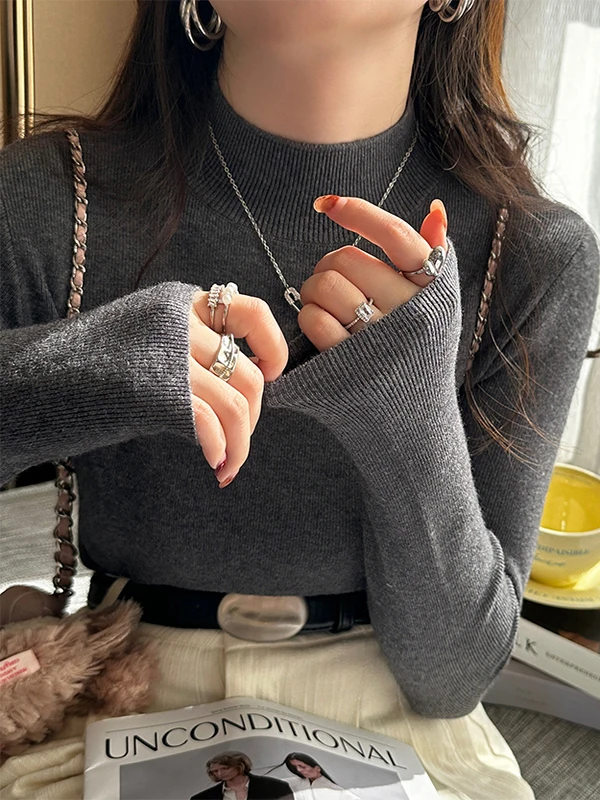 Ele ey мягкий вязаный свитер женский с высоким воротником, облегающая внутренняя одежда, новый зимний костюм, одинаковый базовый топ
Ele ey мягкий вязаный свитер женский с высоким воротником, облегающая внутренняя одежда, новый зимний костюм, одинаковый базовый топ