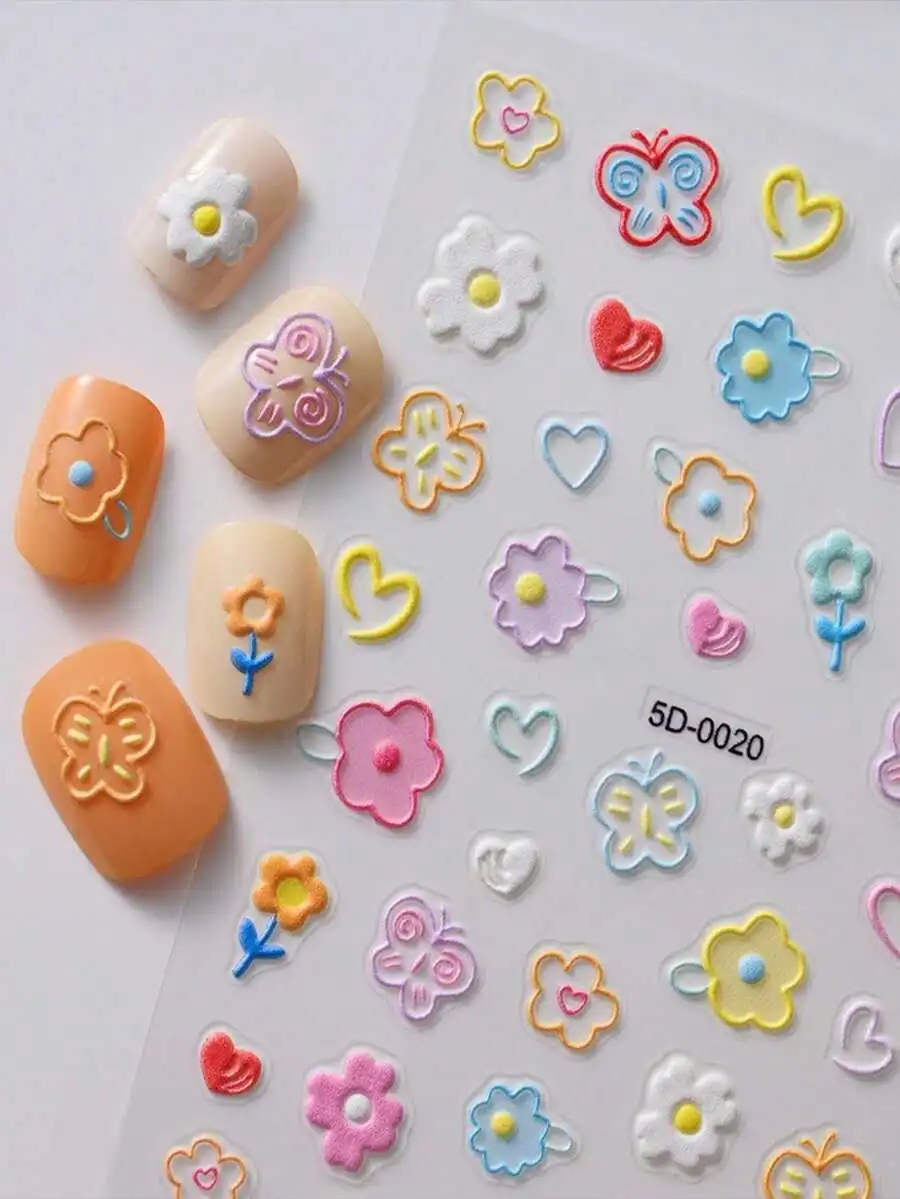 1pc 5D Embossed Floral Nail Art Sticker, Glossy Resin Self-Adhesive Macaron Flower Nail Decals, Women
1pc 5D Embossed Floral Nail Art Sticker, Glossy Resin Self-Adhesive Macaron Flower Nail Decals, Women