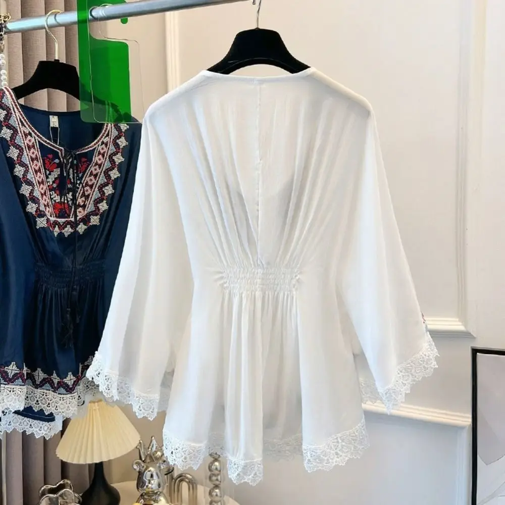 Sweet Lace-up Tassel Bohemian Style T-shirt Embroidery Loose Short Sleeve T Shirt Round Neck Blouses Ethnic Style Tops Women
Sweet Lace-up Tassel Bohemian Style T-shirt Embroidery Loose Short Sleeve T Shirt Round Neck Blouses Ethnic Style Tops Women