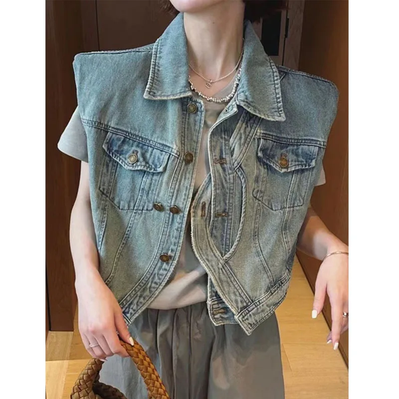Blue Jean Cowboy Waistcoat Denim Women Vest Female Spring Autumn Sleeveless Tops Short Jacket Girls Ripped 4XL Vest
Blue Jean Cowboy Waistcoat Denim Women Vest Female Spring Autumn Sleeveless Tops Short Jacket Girls Ripped 4XL Vest