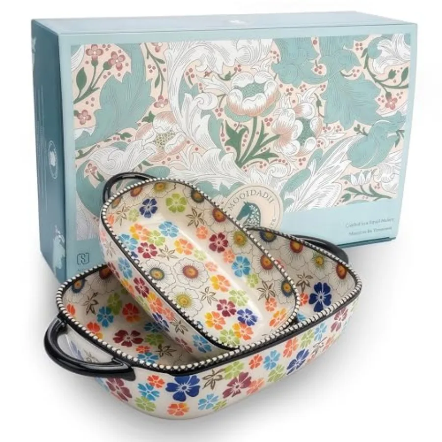 Polish Pottery Style Ceramic Baking Dish Set 2-Piece Casserole Bakers for 2 3 People Floral Decorative Bakeware Oven Safe Lasag
Polish Pottery Style Ceramic Baking Dish Set 2-Piece Casserole Bakers for 2 3 People Floral Decorative Bakeware Oven Safe Lasag