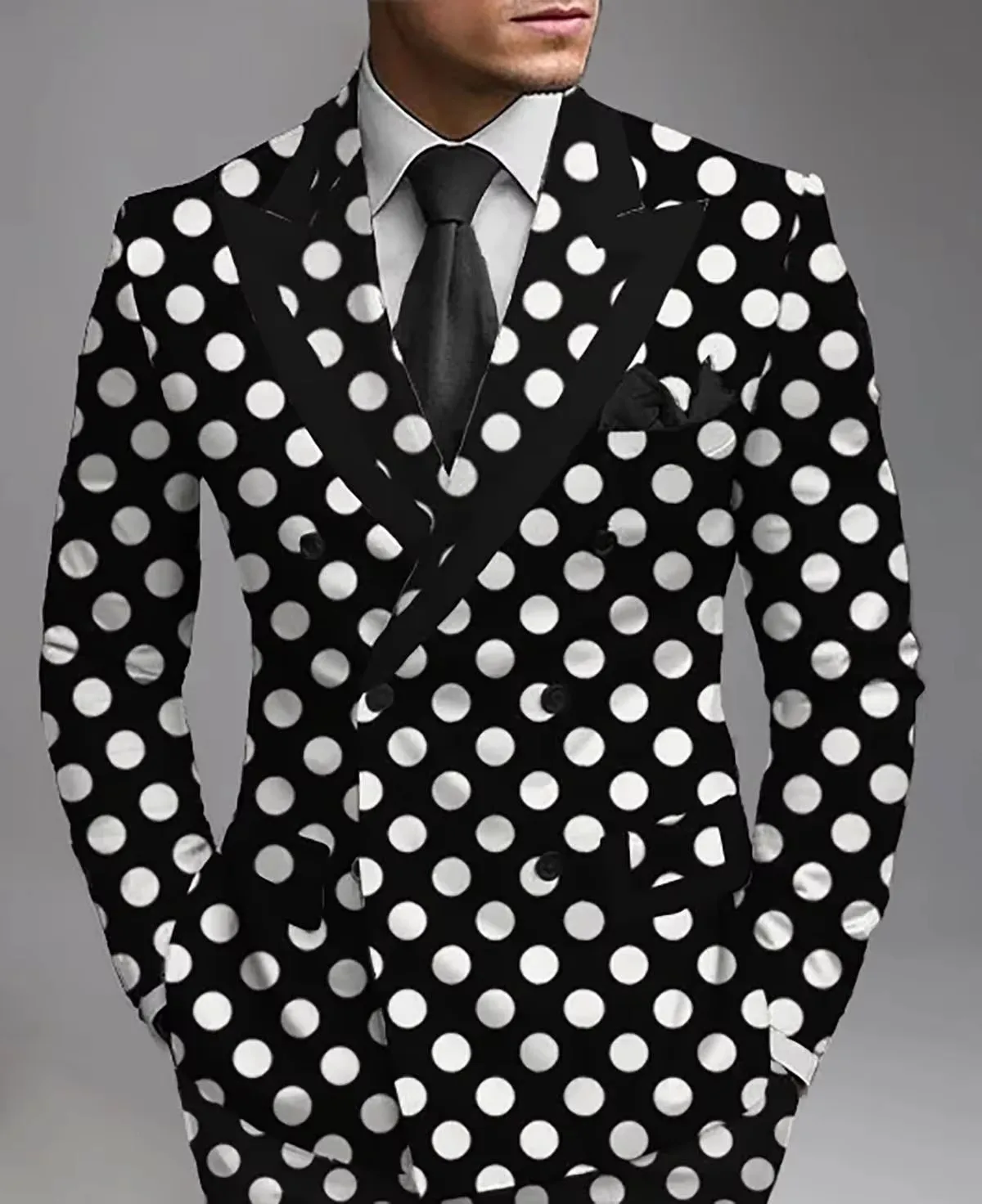 Black White Dots Formal Mens Wedding Tuxedos Peaked Lapel Double Breasted Jacket Pants Party Suits 2 Pieces Sets
Black White Dots Formal Mens Wedding Tuxedos Peaked Lapel Double Breasted Jacket Pants Party Suits 2 Pieces Sets