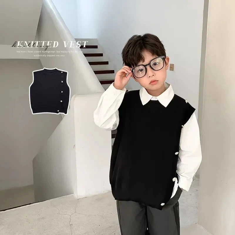 Spring Autumn Children's Sleeveless Sweater Casual Fashion Waistcoat Round Neck Knitted Boy's Vest Baby Pullover Waistcoat
Spring Autumn Children's Sleeveless Sweater Casual Fashion Waistcoat Round Neck Knitted Boy's Vest Baby Pullover Waistcoat