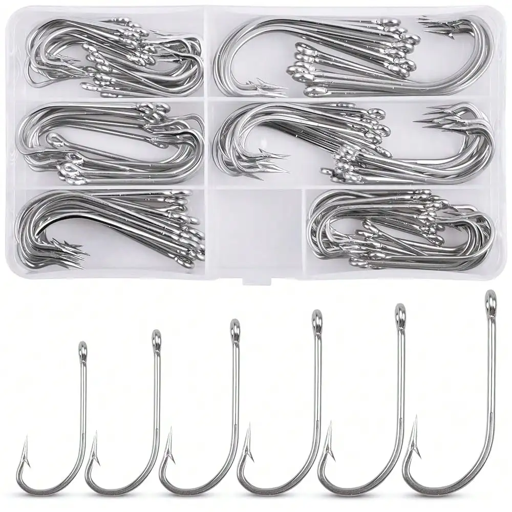 Saltwater Fishing J Hooks Kit,110pcs O'shaughnessy Forged Hooks Long Shank Stainless Steel J Fishing Hooks Set Trolling Sea Bass Fishhooks For Saltwater Freshwater
Saltwater Fishing J Hooks Kit,110pcs O'shaughnessy Forged Hooks Long Shank Stainless Steel J Fishing Hooks Set Trolling Sea Bass Fishhooks For Saltwater Freshwater