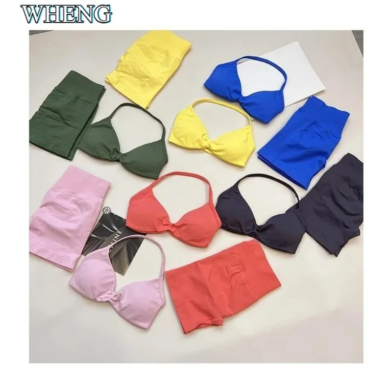 WHENG 2 шт. костюм для йоги и фитнеса женский бесшовный бюстгальтер для йоги на шнуровке топ с высокой талией шорты для тренировок с царапинами спортивный костюм фитнес-костюм 
WHENG 2 шт. костюм для йоги и фитнеса женский бесшовный бюстгальтер для йоги на шнуровке топ с высокой талией шорты для тренировок с царапинами спортивный костюм фитнес-костюм