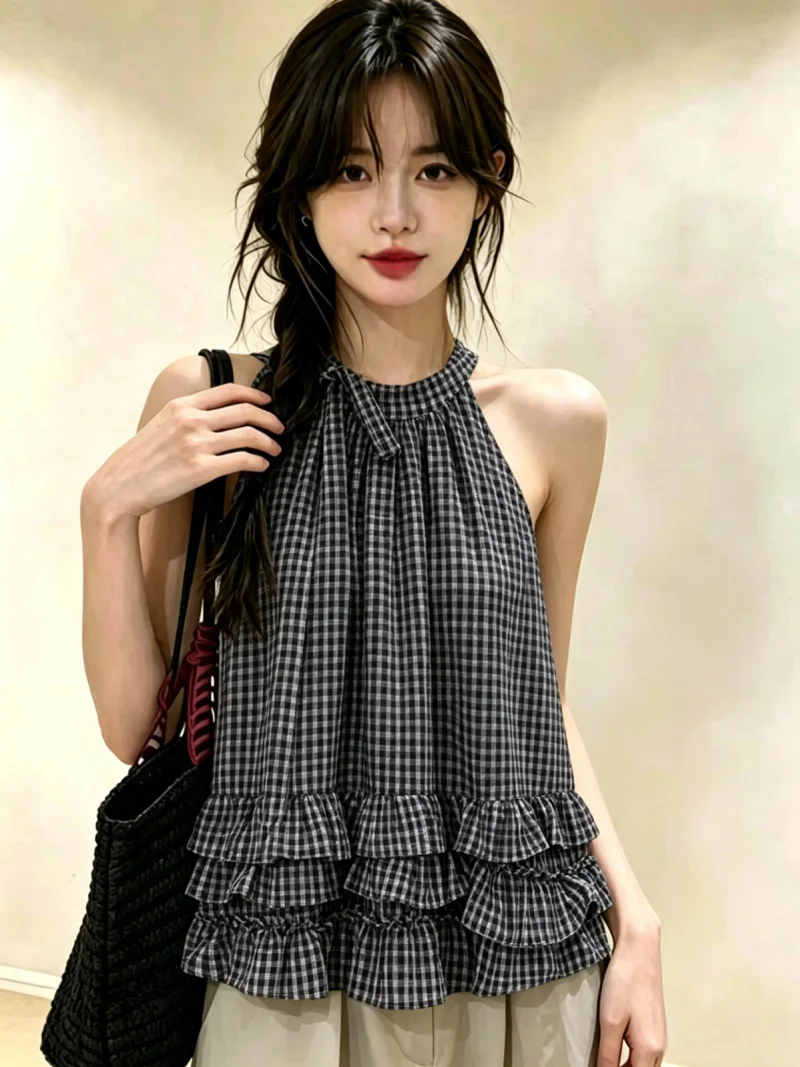 Summer Unique Beautiful Women's Sleeveless Shirt with Lace Hem And Bow Tie Self-Preserved Style Korean Style Straight Cut
Summer Unique Beautiful Women's Sleeveless Shirt with Lace Hem And Bow Tie Self-Preserved Style Korean Style Straight Cut