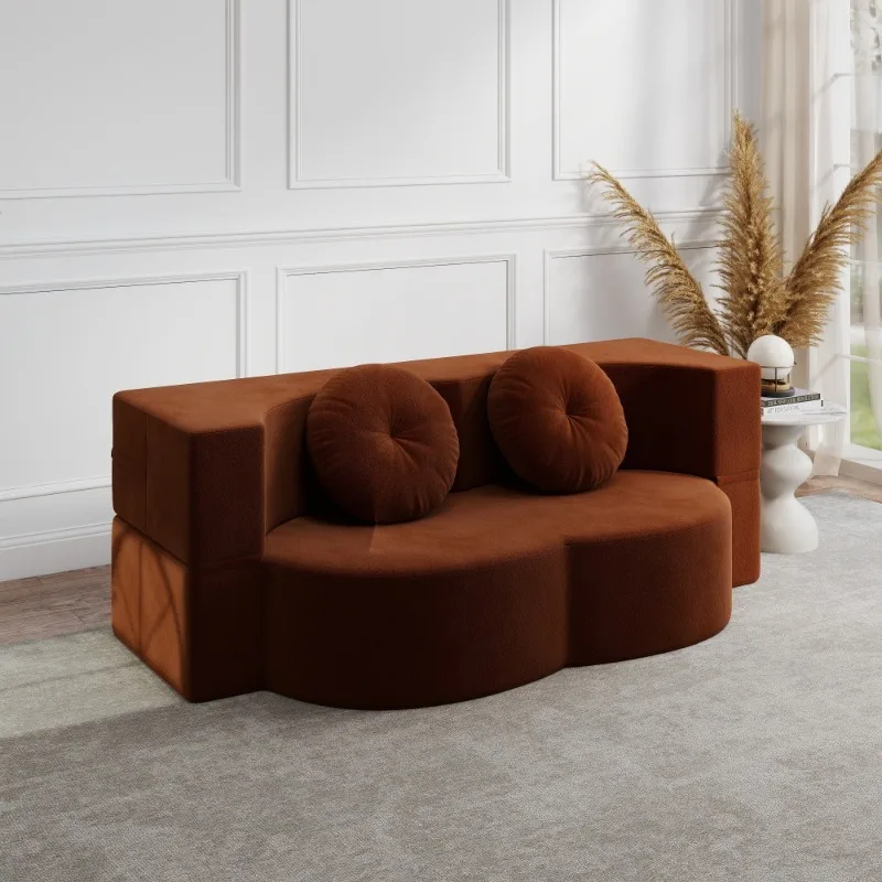 Brown Velvet Cloud Shape Sofa Modern Curved Design Living Room Furniture with Round Pillows Stylish Home Decor
Brown Velvet Cloud Shape Sofa Modern Curved Design Living Room Furniture with Round Pillows Stylish Home Decor