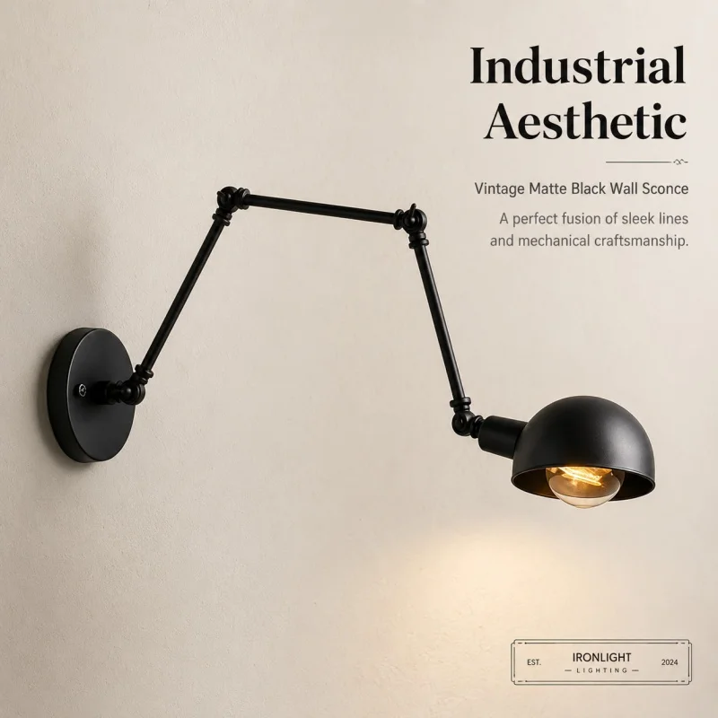 Vintage Industrial Articulated Wall Sconce Black Metal Adjustable Swing Arm Wall Lamp Study Workspace Reading Nook
Vintage Industrial Articulated Wall Sconce Black Metal Adjustable Swing Arm Wall Lamp Study Workspace Reading Nook