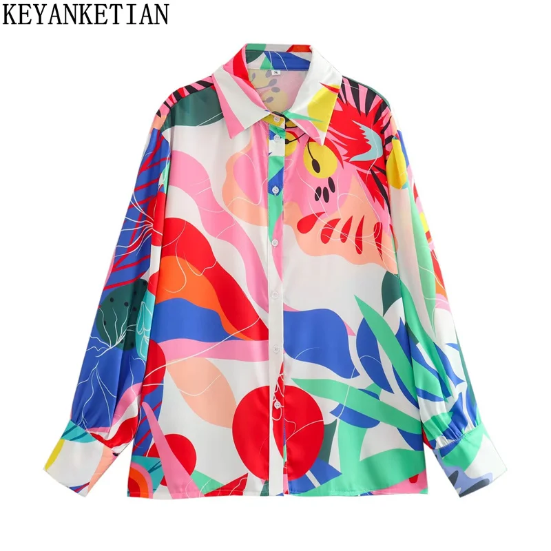 KEYANKETIAN Spring/Autumn New Women's Colorful Abstract print shirt Single Breasted Long Sleeve Oversize Fashion Blouses Top
KEYANKETIAN Spring/Autumn New Women's Colorful Abstract print shirt Single Breasted Long Sleeve Oversize Fashion Blouses Top