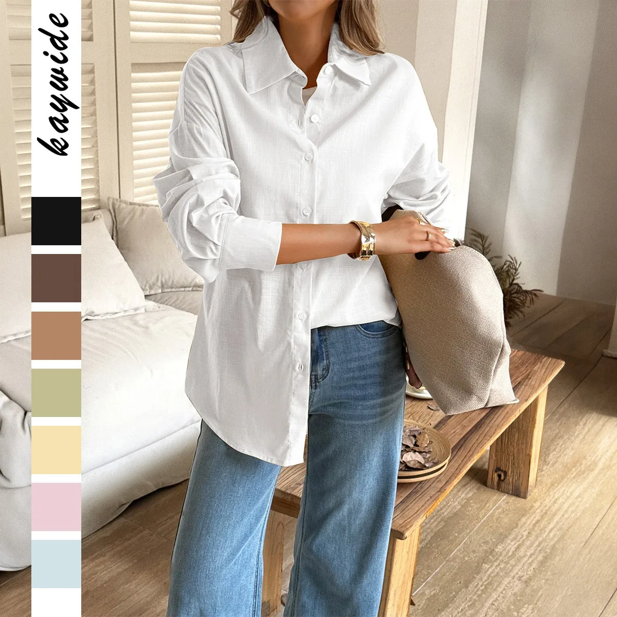 Women's Blouse Cotton Solid Color Long Sleeve Blouses Oversized Collar Neck Button Up Shirt White Light Blue Casual Shirt
Women's Blouse Cotton Solid Color Long Sleeve Blouses Oversized Collar Neck Button Up Shirt White Light Blue Casual Shirt