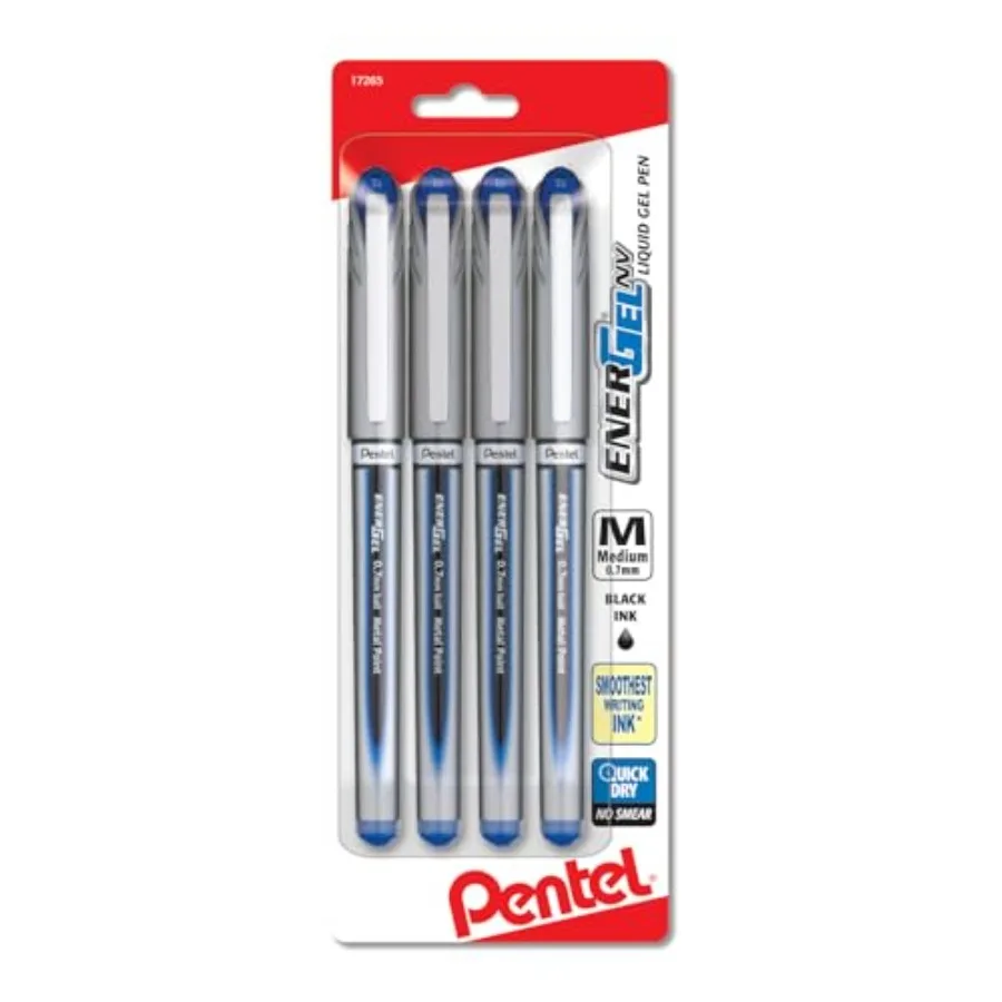 ENER-GEL NV Liquid Gel Pen, 0.7mm, Medium Line, Metal Tip, Ink, 4 Pack BL27BP4C
ENER-GEL NV Liquid Gel Pen, 0.7mm, Medium Line, Metal Tip, Ink, 4 Pack BL27BP4C